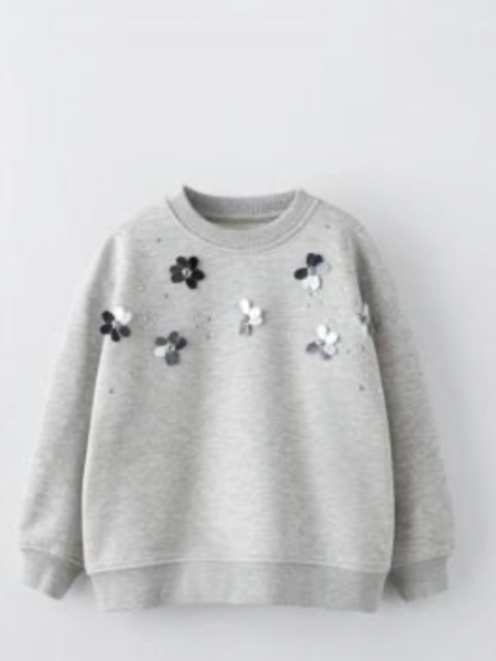 ZARA Kids Embellished Gray Sweatshirt – Size 13‑14Y